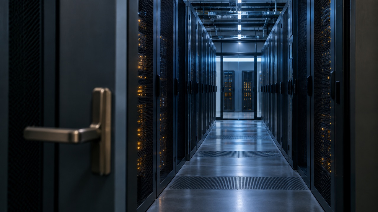 Illustrative server racks in a secure data center